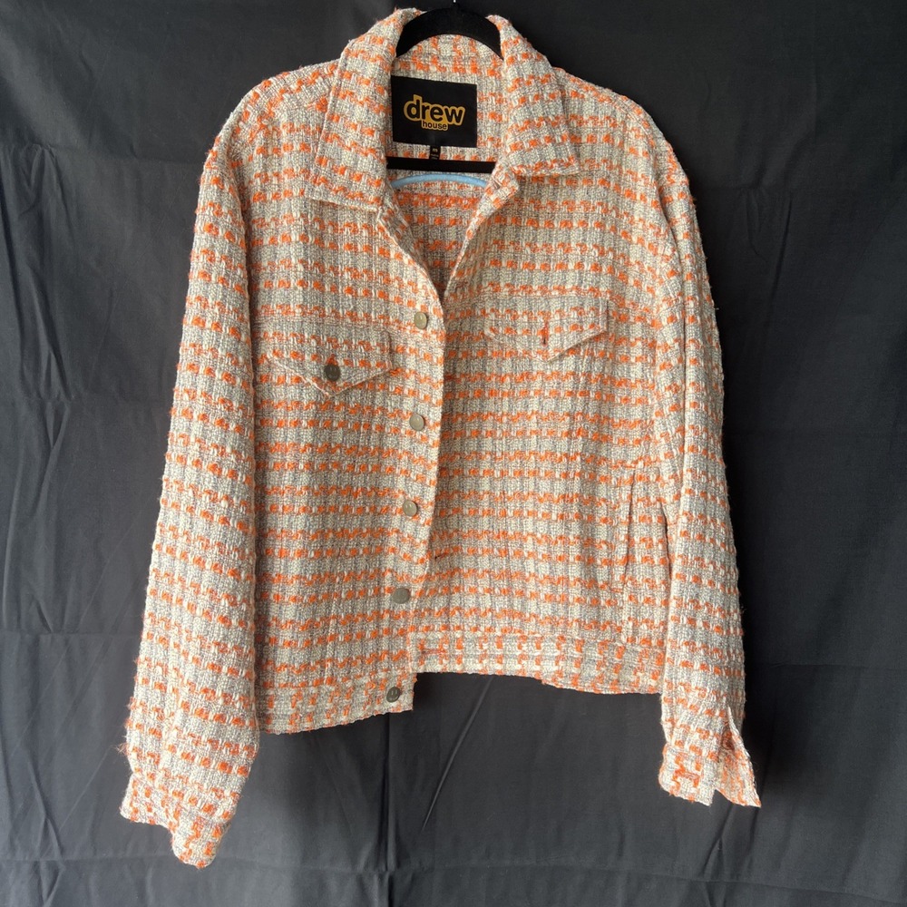 drew House Boucle Mascot Oversized Trucker Jacket Orange - Size M ….b32